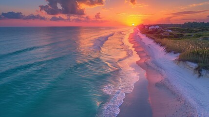 Serene Sunset at Miramar Beach, Destin, Florida - Coastal Charm of Turquoise Waters and White Sands