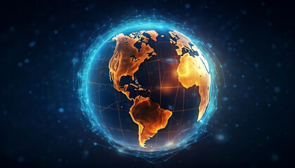 Global Virtual Internet Network at Night create by AI
