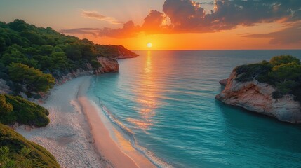 Tranquil Sunset Serenity at Cala Saona Beach, Formentera Island, Spain