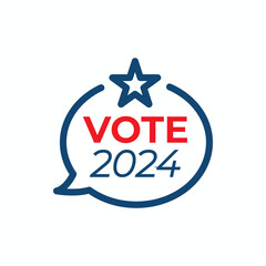 Voting 2024 Icon with Vote, Government, and Patriotic Symbolism and Colors