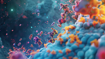 Fototapeta premium Microscopic View of Anxious Acne Molecules Revealing Intricate Details