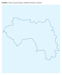 Guinea plain country map. Medium details. Outline style. Shape of Guinea. Vector illustration.