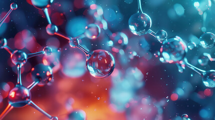 Close-up of active moisturizing compounds interacting under a powerful microscope lens