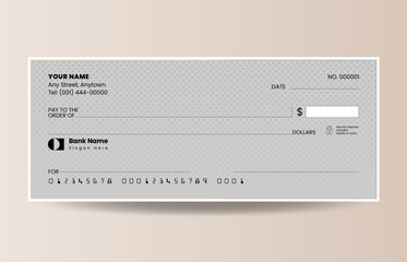 Blank check, bank cheque design, vector format