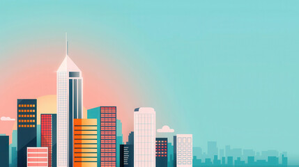 Obraz premium Blueprint illustration, highrise building framework, flat design
