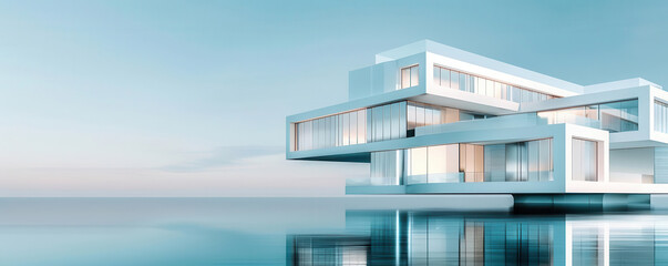 Minimalist building with abstract facade design, creativity, urban architecture