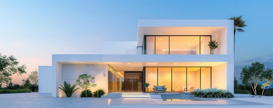 Modern structure with minimalist facade, creative patterns, sleek design