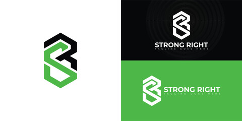 Abstract initial hexagon letter SB or BS logo in black-green colors isolated on multiple background colors. The logo is suitable for fitness gym business logo design inspiration templates. © Miftakhul
