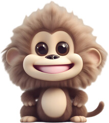 Fototapeta premium Adorable Cartoon Monkey Illustration with Fluffiness. 