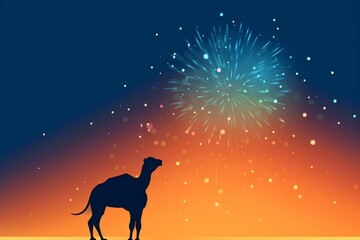 Fototapeta premium silhouette of horse made by midjourney