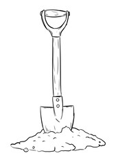 shovel in the sand digital illustration isolated