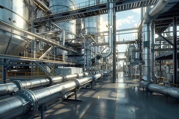 Realism of Tell a story of innovation with an industrial factory as your canvas. very detailed