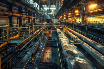 Obraz premium Realism of Explore the bustling activity of an industrial factory humming with productivity. very detailed