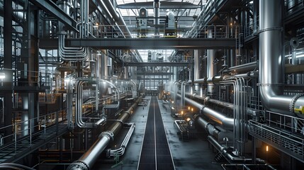 Realism of Feel the energy of a busy industrial factory captured in every pixel. very detailed