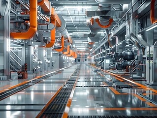 Realism of Evoke the spirit of industry with a background of a modern factory floor. very detailed