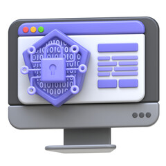 3d icon Cyber Security Online Course, 3d illustration, 3d element, 3d rendering.