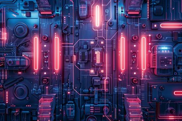 Fototapeta premium Detailed image of a futuristic science fiction panel with intricate designs