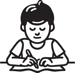 boy writing in book