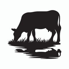 cow silhouette vector on white background