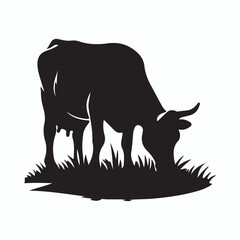 cow silhouette vector on white background