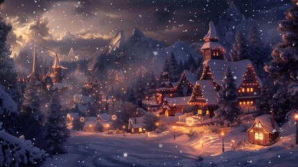 winter village background