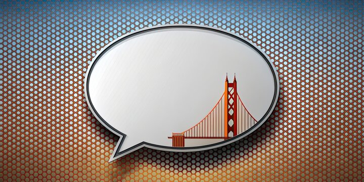 Speech bubble with SF style design for communication and dialogue, san francisco, tech, futuristic
