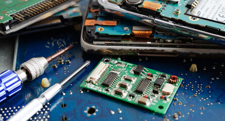 Repairing and upgrade circuit mainboard of notebook, electronic, computer hardware and technology.
