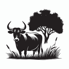 cow silhouette vector on white background