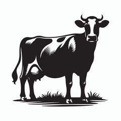 cow silhouette vector on white background