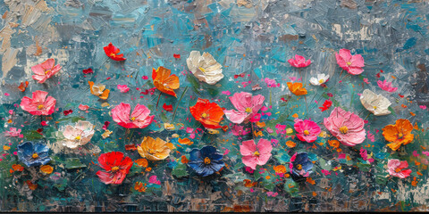 パネルの壁アート、壁の装飾、花のデザインの大理石の背景