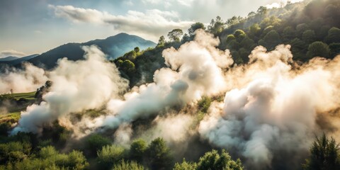 Slowly rising smoke or mist