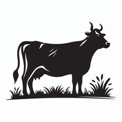 cow silhouette vector on white background