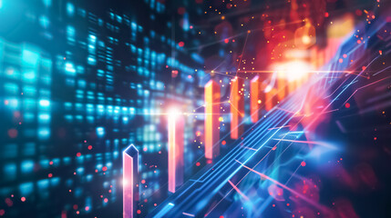 Obraz premium Analyze finance sales data with a virtual dashboard, evaluating economic growth through various graphs and charts.
