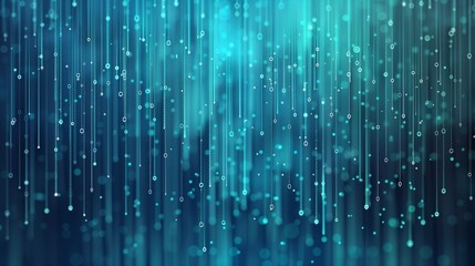 Abstract Digital Backdrop with Binary Code Patterns Flowing Across Blue Gradient Background