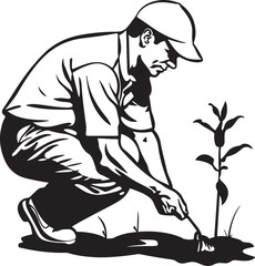 gardener planting vector