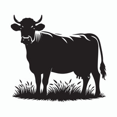 cow silhouette vector on white background