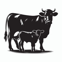 cow silhouette vector on white background