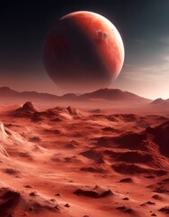 exploration space red landscape arid hills rocky mountains planet giant backgrounds horizon moon science mars fiction
