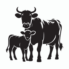 cow silhouette vector on white background