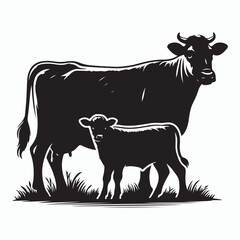cow silhouette vector on white background