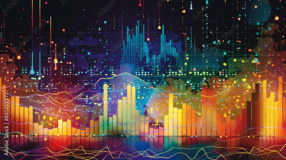 Leinwandbilder a chart showing historical stock market performance over the years, with colorful graphs and data po