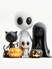 Obraz premium Cute Halloween Characters with Pumpkins.