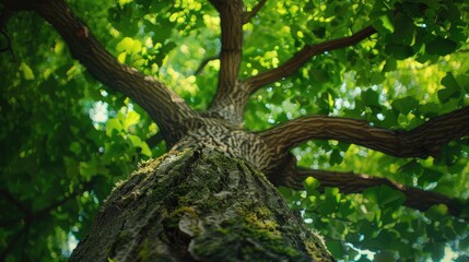 Fototapeta premium Ginkgo biloba tree with green leaves
