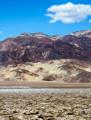 Landscape view of the colorful rock formations of Artist's Palette in Death Valley National Park, California
