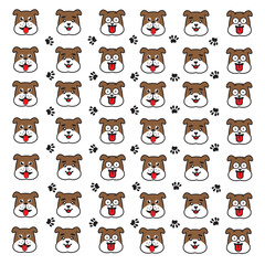 seamless cute dog and paw pattern