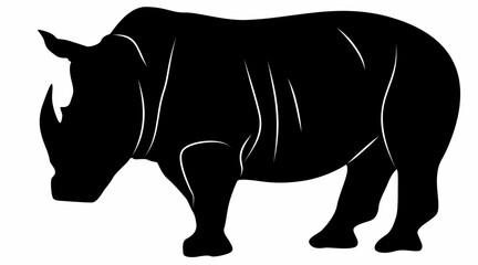 white background rhino silhouette vector