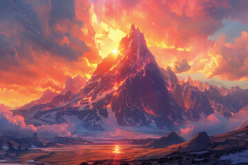  peak with a radiant sunburst . AI