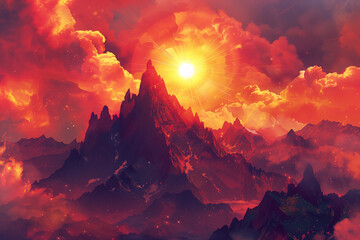  peak with a radiant sunburst . AI