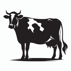 cow silhouette vector on white background