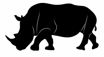 white background rhino silhouette vector